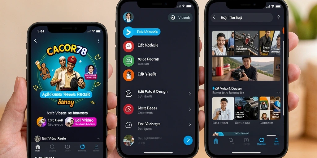 Tampilan antarmuka CACOR78 untuk edit video Reels yang menarik.