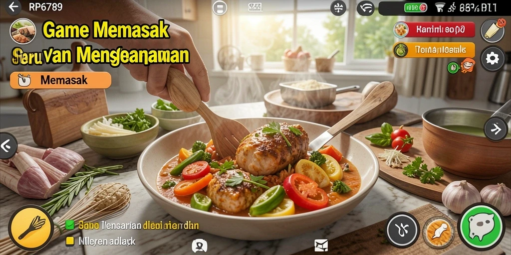 Tampilan antarmuka RP6789 yang colorful dan menarik untuk game Memasak.