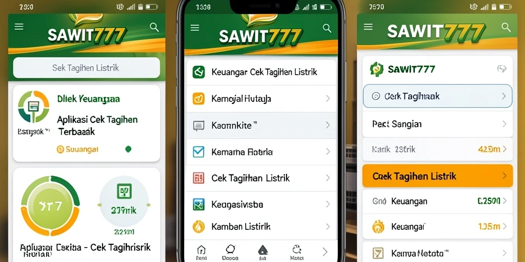 Tampilan antarmuka pengguna SAWIT777 untuk cek tagihan listrik.