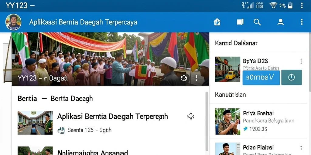 Tampilan antarmuka aplikasi berita daerah YY123 yang bersih dan informatif.